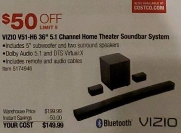 vizio 2.1 sound bar costco