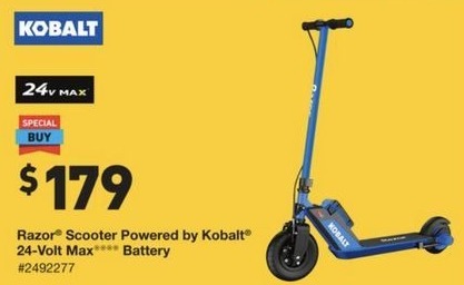 Lowe's Black Friday: Razor Scooter Powered by Kobalt, 24-Volt Max Battery for $179.00