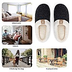 Women's Cozy Slippers ($9.90 to $11.25 ACs) Memory Foam Faux Fur Lined Closed Toe Slides Fuzzy Soft House Bedroom Shoes Slip On Indoor Outdoor Non-Slip Rubber Sole