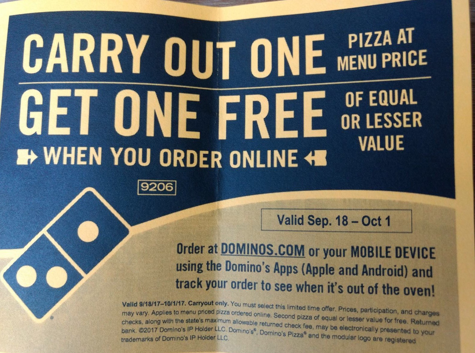 Domino's Coupon for Carry Out One, Get One FREE. - Page 3 - Slickdeals.net