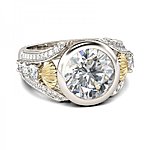 Jeulia: Two Tone Shell Round Cut White Sapphire Engagement RIng - $41.63 + Free Shipping
