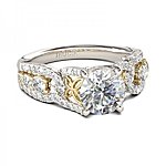 Jeulia Two Tone Round Cut Created White Sapphire Engagement Ring - $46.22 AC + Free Shipping