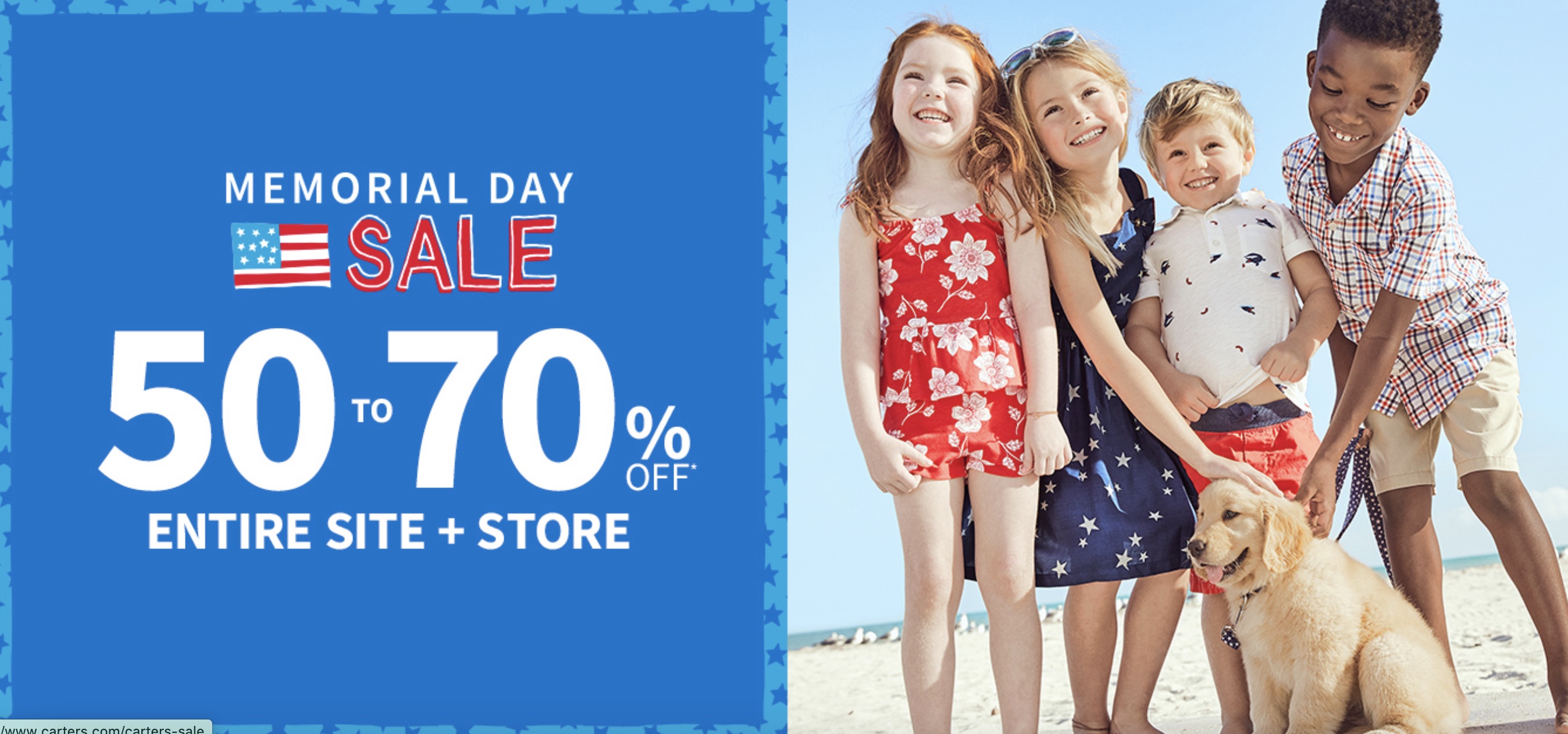 Carters sitewide 50-70% off, free shipping at $35 $8.4