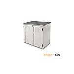 Suncast Horizontal 34 Cubic Feet Plastic Outdoor Storage Shed with Floor and 3 Door Locking System for Backyard, Garage, or Patio Use, Ivory - $165.50