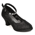 Little Angel Shoes: Girls Glitter Leatherette Rhinestone Ankle Strap Kiddie Heel - $16