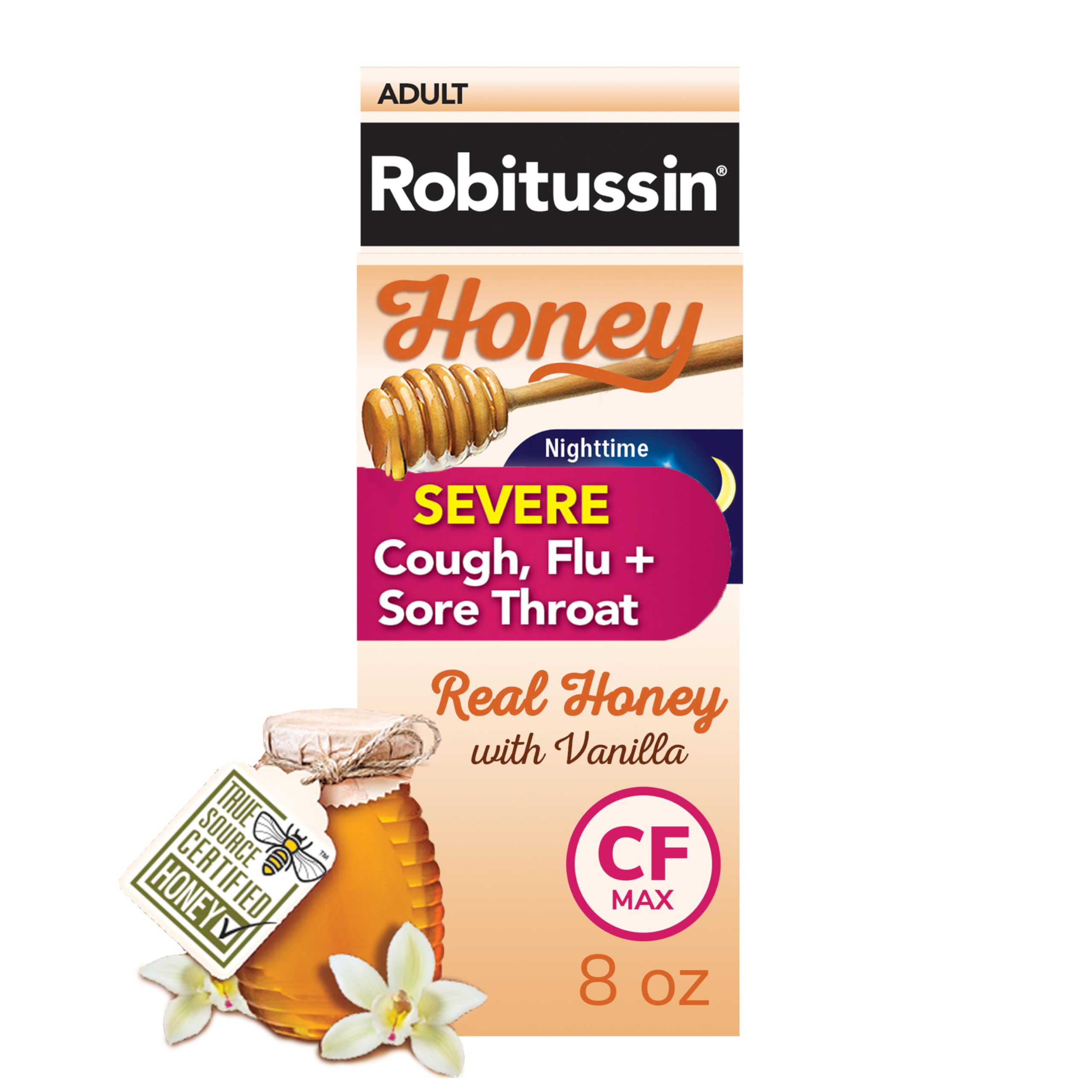 8oz Robitussin Honey Severe Cough, Flu & Sore Throat Nighttime Max Syrup 2 for $14.85 w/ Subscribe & Save