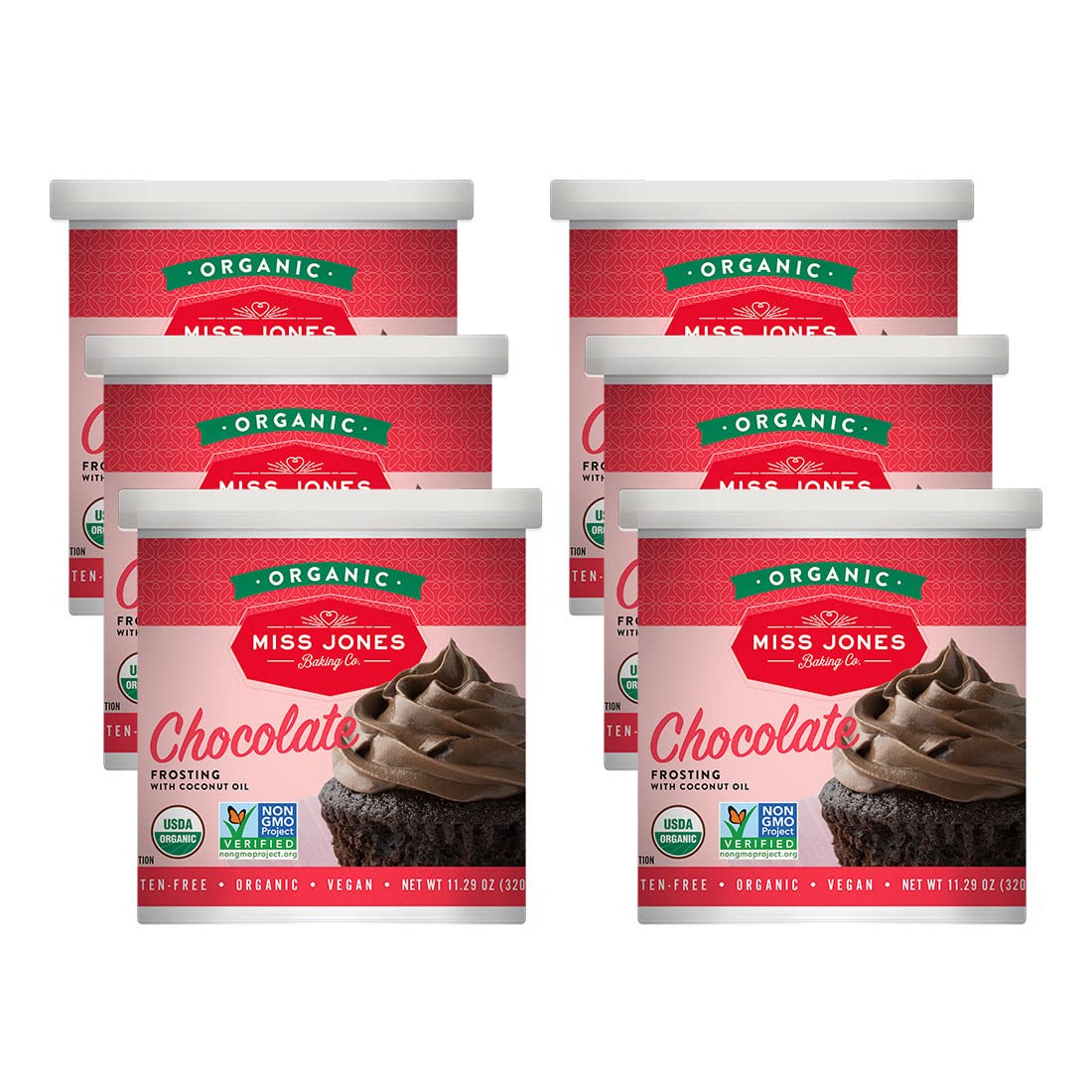 6-Pack 11.29oz Miss Jones Baking Organic Buttercream Frosting (Rich Fudge Chocolate) $8.18 w/ Subscribe & Save