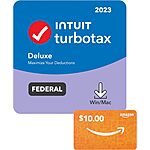 TurboTax 2023 Tax Software (Various Versions) + $10 Amazon eGift Card Bundles From $37 + Free Shipping