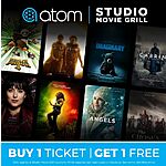 Atom Tickets: Studio Movie Grill Theaters: Movie Tickets B1G1 Free
