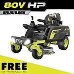 RYOBI 80V Brushless Riding Mowers w/ Cart, Bagger or Mulch Kit: 30" w/ 2x 10Ah Batteries $2999 &amp; More + Free Delivery