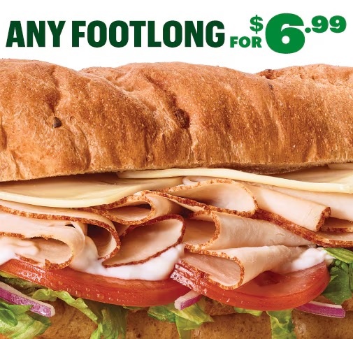Select Subway Restaurants: Any Footlong Sub $7 + Free Store Pickup