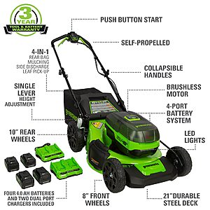 8 24v 4ah Power All Brushless Battery Powered Edger With 2 Usb Batteries  And Dual Port Charger Greenworks : Target