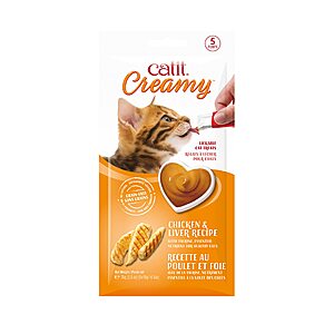 5-Pack 0.5oz Catit Creamy Lickable Cat Treats (Chicken & Liver) $  1.59 w/ Subscribe & Save