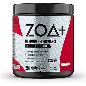 25 Servings ZOA+ Zero Sugar Pre Workout Powder (13oz, Various) from .75