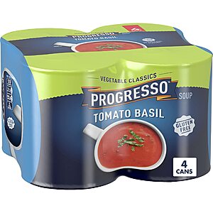 4-Pack 19oz Progresso Tomato Basil Canned Soup alt=