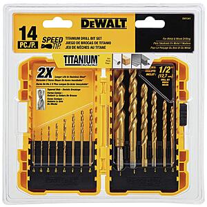 14-Piece DeWALT Titanium Nitride Speed Tip Drill Bit Set w/ Storage Case $6.70 