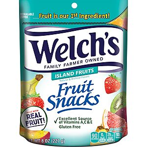 8oz Welch's Fruit Snacks Resealable Bag (Island Fruits) $2.25 w/ Subscribe & Save