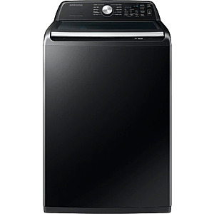 Package - Samsung - 4.6 Cu. Ft. High-Efficiency Smart Top Load Washer with ActiveWave Agitator and 7.4 Cu. Ft. Smart Electric or Gas Dryer with Sensor Dry - Black $899.98