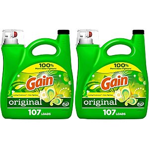 2-Pack 154oz Gain Liquid Laundry Detergent, Original Scent $14.99 w/ S&S
