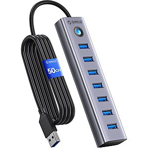 ORICO 7-Port USB 3.0 5Gbps Extender Splitter Hub w/ 1.64' Cable .90 & More