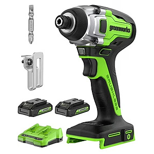 Greenworks 24V Brushless 1/4" Cordless Impact Driver + 2x 2.0Ah Batteries & Charger $50 + Free Shipping