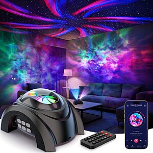 Rossetta Dual Lens Galaxy Projector w/ Bluetooth, White Noise & Remote $15 