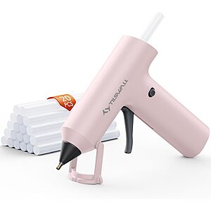 Tilswall Cordless Rechargeable Hot Glue Gun w/ 20 Glue Sticks (Pink) $10 