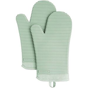 Prime Members: 2-Pk KitchenAid Ribbed Soft Silicone Oven Mitt Set (Pistachio) $11 + Free S&H