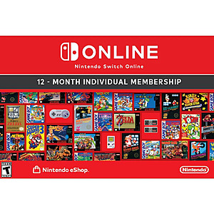 12-Month Nintendo Switch Online Individual Membership (Digital)