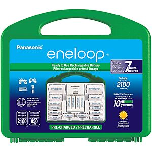Panasonic eneloop Super Power Pack w/ 12x AA, 4x AAA, 2x C & D Adapters $45.50 + Free S&H