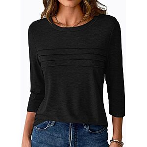 NORACORA Women's 3/4 Sleeve Pleated Tunic Tops (Various) $5 