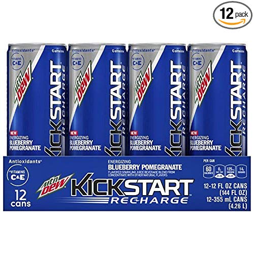 12-Pack 12oz Mountain Dew Kickstart Recharge (Blueberry ...