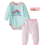 Fiream Baby Girls Cotton Print Bodysuits Longsleeve Stripe Clothing Sets $6.99 + Free Shipping