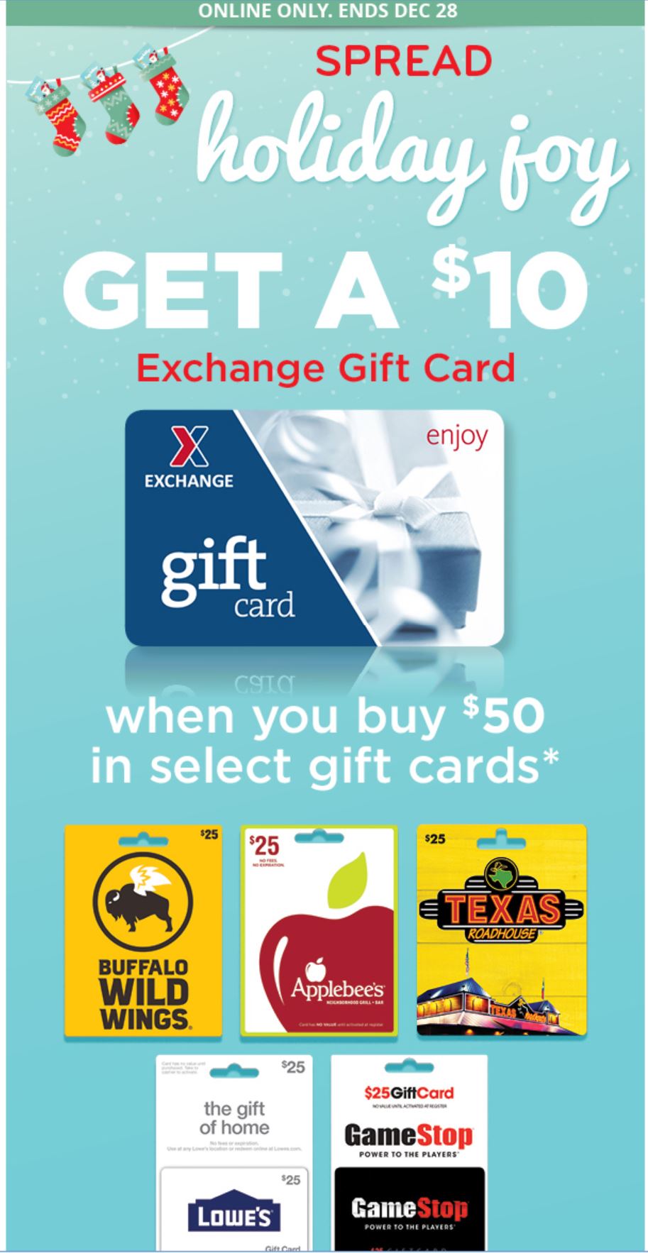 Military Only Buy 50 Worth In Select Gift Cards Get A 10