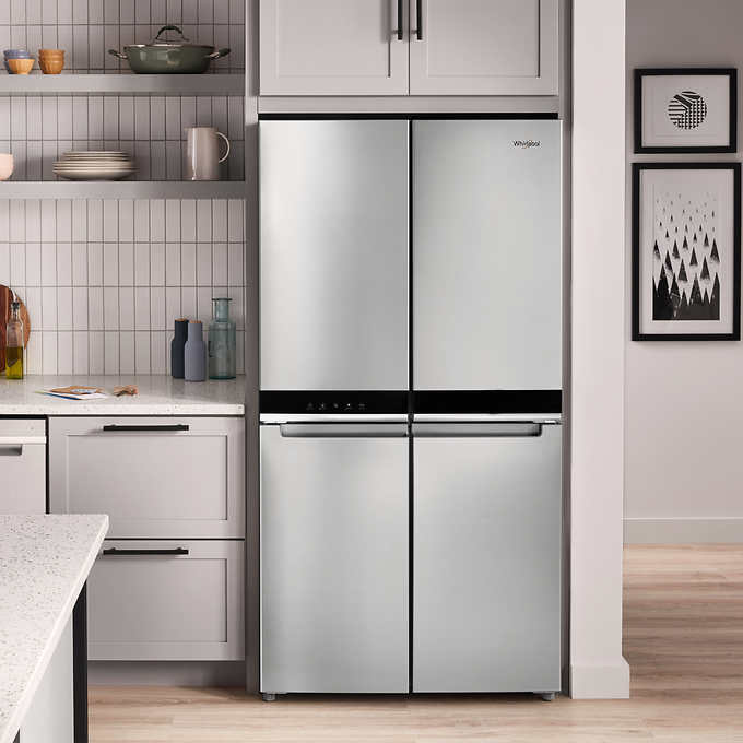Whirlpool 19.2 cu. ft. Counter Depth 4 Door Refrigerator with Easy Shelves, 2 Year Warranty + Free White Glove Delivery - $1699.99 at Costco