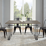 Manor Park Modern Double Metal Leg Wood Dining Table, Grey Hickory $115, Veneer $145 + Free Shipping at Walmart
