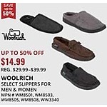 Sportsman's Warehouse Black Friday: Woolrich Slippers for Men &amp; Women, Select Styles for $14.99