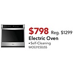 ABT Electronics Black Friday: Whirlpool 30&quot; Stainless Steel Single Electric Wall Oven (WOS31ES0JSS) for $798.00