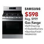 ABT Electronics Black Friday: Samsung 5.8 Cu. Ft. Stainless Steel Freestanding Gas Range (NX58R4311SS) for $598.00