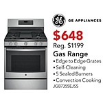 ABT Electronics Black Friday: GE 30&quot; Free Standing Stainless Steel Gas Convection Range (JGB700SEJSS) for $648.00