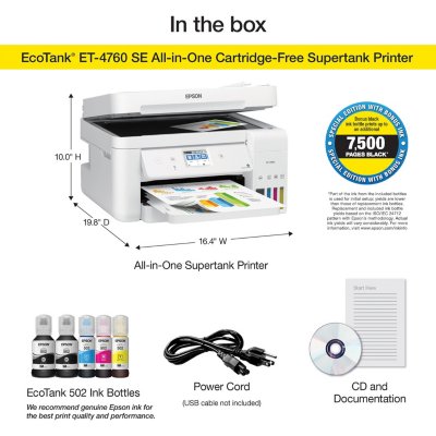Epson EcoTank ET-4760 SE All-in-One Printer with Bonus Black Ink for 350$ at Sams Club with free shipping $349.98