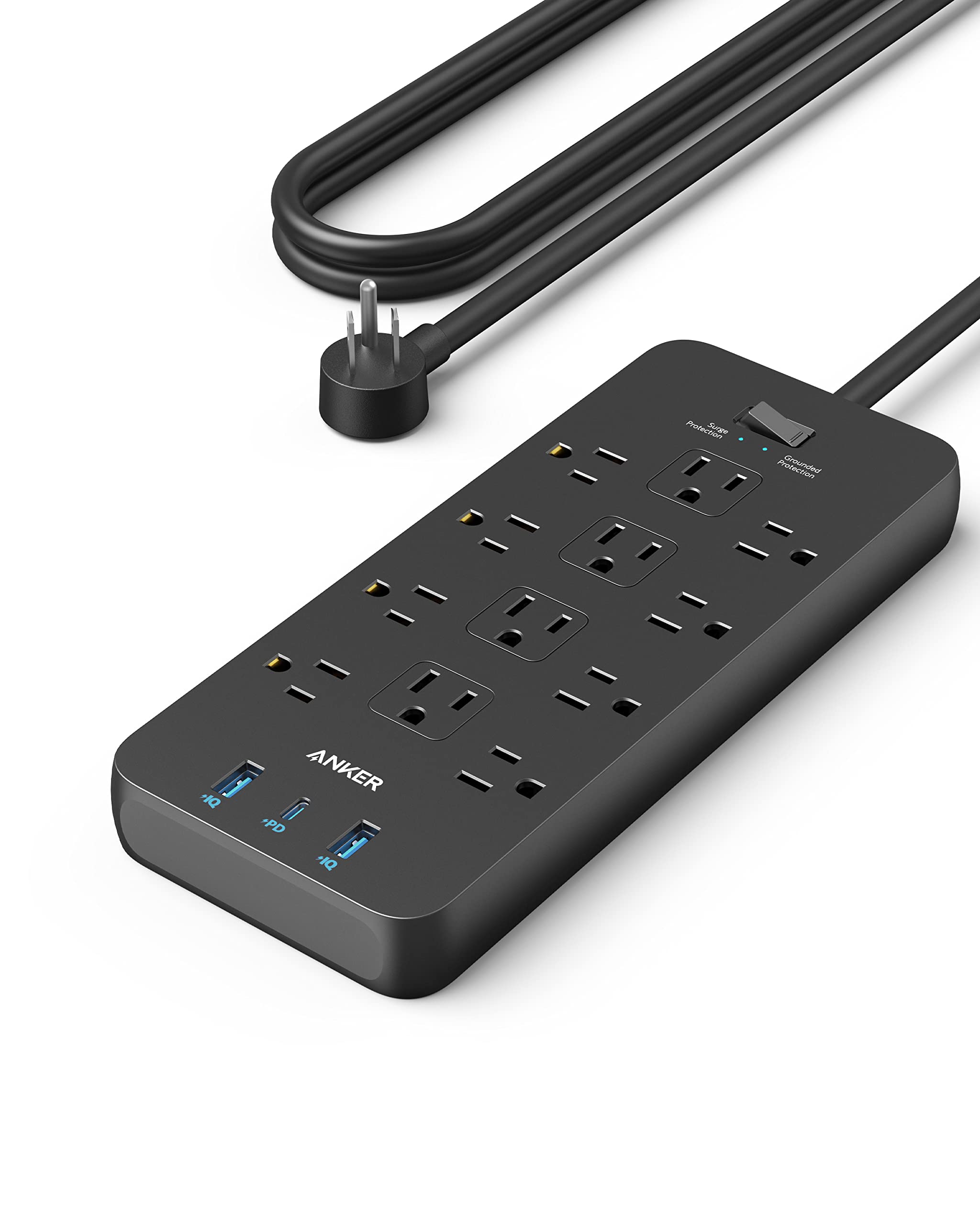 Anker Power Strip 2100J 12-Outlet Surge Protector w/ 2x USB A + 1 USB C Port on sale for $21.99