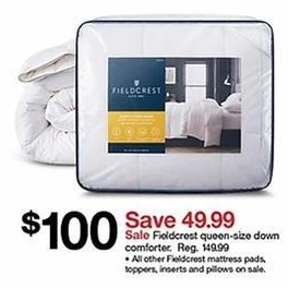 Target Black Friday Fieldcrest Queen Down Comforter For 100 00