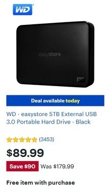 Best Buy Black Friday Wd Easystore 5tb External Usb 3 0 Portable Hard Drive For 89 99