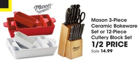 Fred Meyer Black Friday Mason 3 Piece Ceramic Bakeware Set Or 12 Piece Cutlery Block Set For 14 99