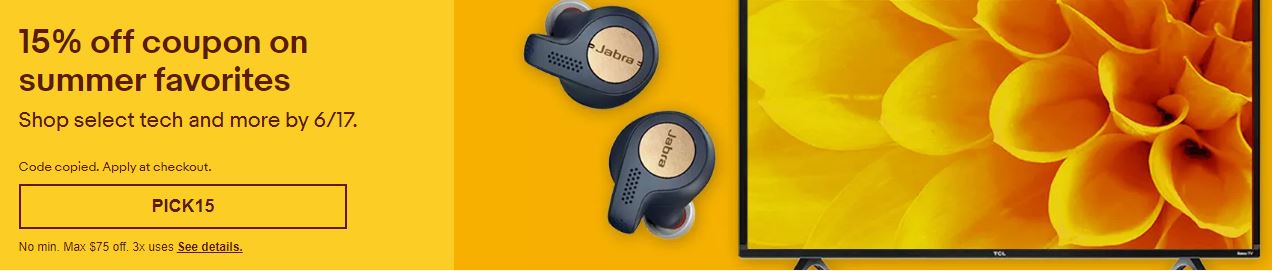 Ebay 15% off Summer Favorites