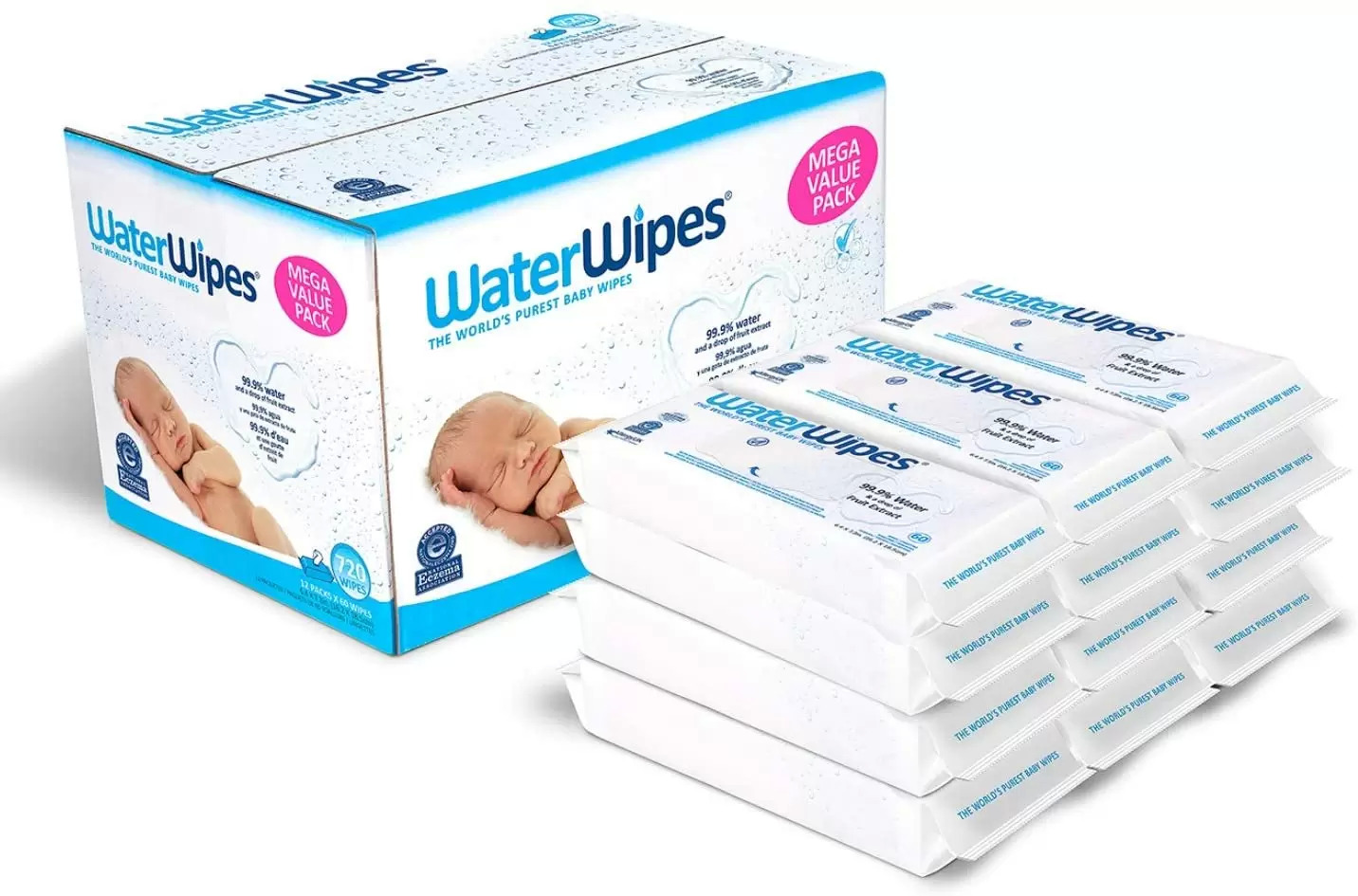 WaterWipes Original Baby Wipes, 99.9% Water, Unscented & Hypoallergenic for Sensitive Newborn Skin, 12 Packs (720 Count) $32.67
