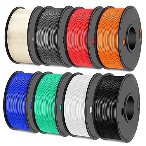 SUNLU 250g PLA Filament 1.75mm, 3D Printer Filament, Dimensional Accuracy +/- 0.02 mm, 0.25 kg Spool, 8 Rolls, Black+White+Grey+Transparent+Red+Blue+Orange+Green $36.79