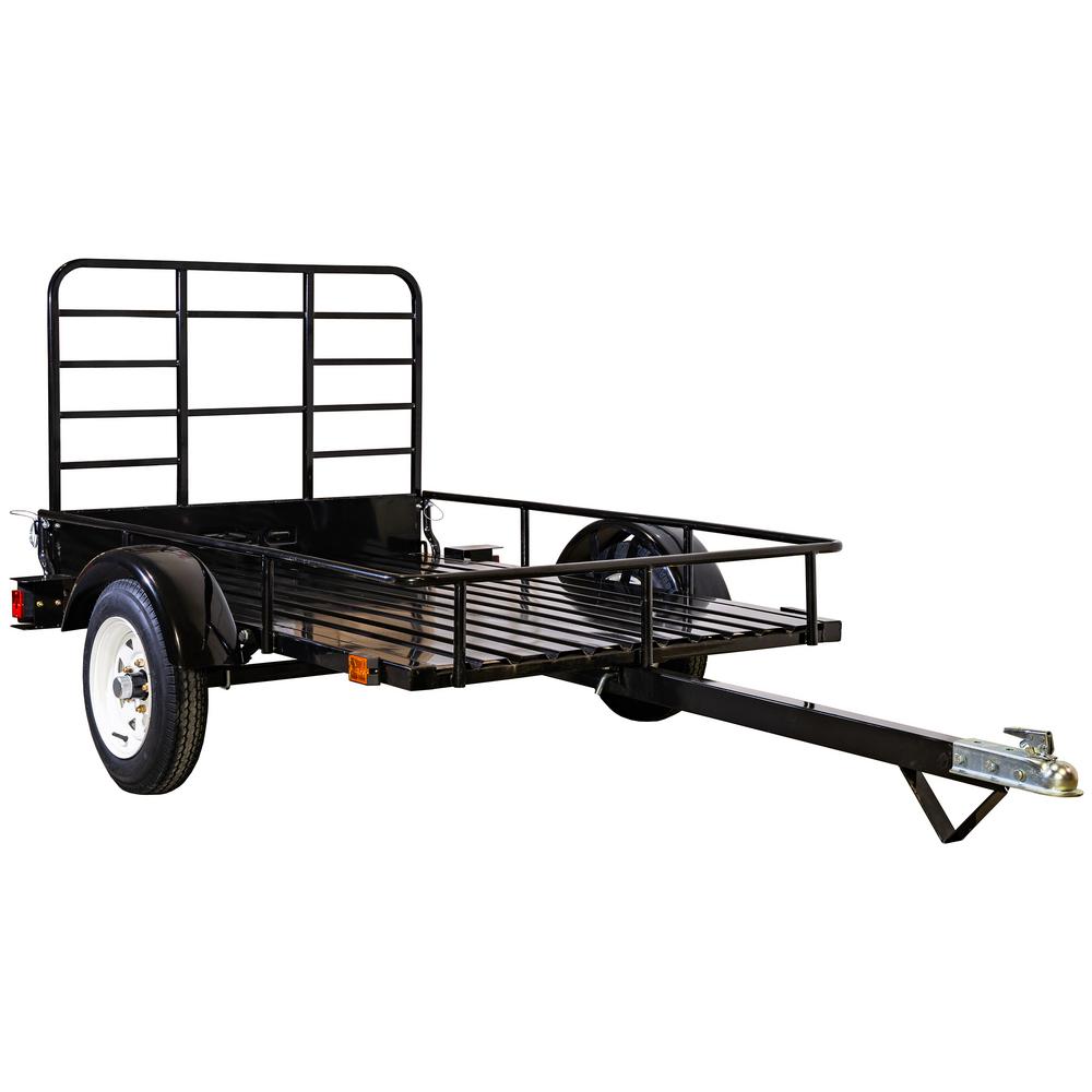 4 ft. x 6 ft. 1,295 lbs. Payload Capacity Open Rail Steel Utility Flatbed Trailer $529