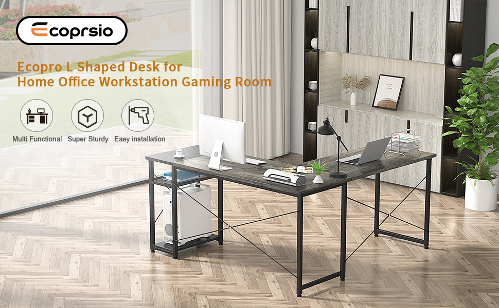 Ecoprsio L-Shaped Desk Large L Shaped Gaming Desk with Storage Shelves $124.99 @ amazon.com